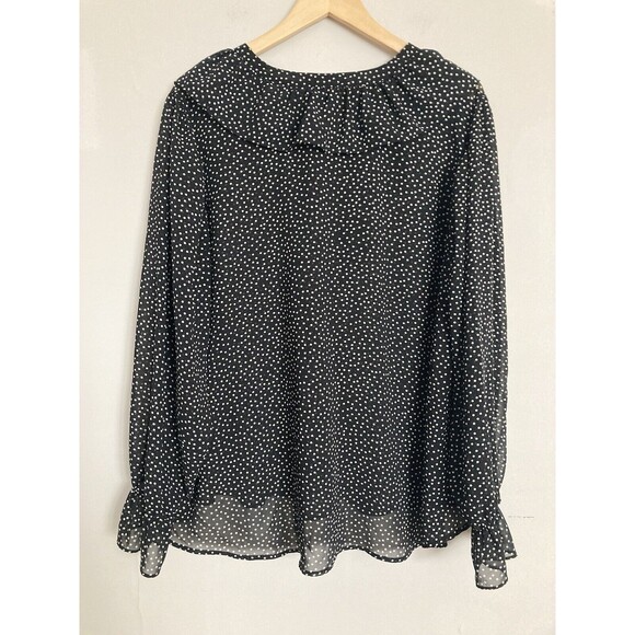 Vintage Express Floral Ruffle Front Blouse Black SMALL Peasant Boho - Picture 7 of 7